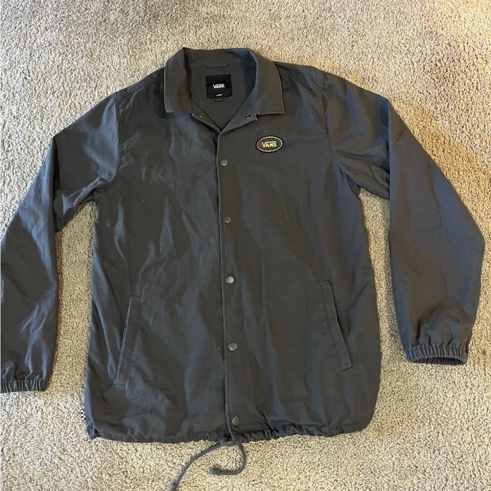 VANS Mens Canvas Coach Style Jacket Grey, Size Large